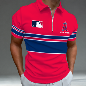 Limited Edition – Customized MLB Los Angeles Angels Zip Polo Shirt TTH2107116