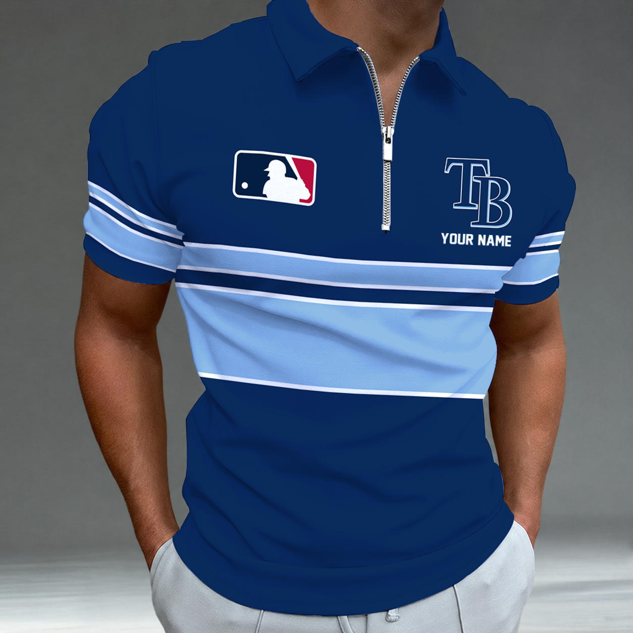Limited Edition – Customized MLB Tampa Bay Rays Zip Polo Shirt TTH2107116