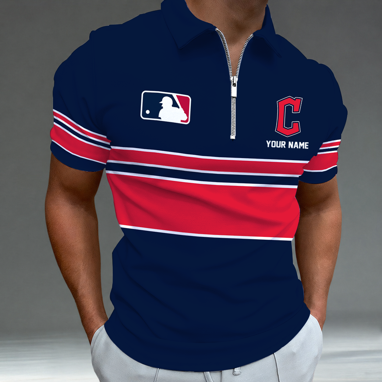 Limited Edition – Customized MLB Cleveland Guardians Zip Polo Shirt TTH2107116