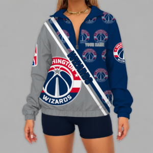 Limited Edition – Customized NBA Washington Wizards V-Neck Zipper Sweatshirt Jacket