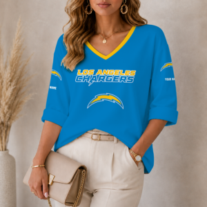 Limited Edition – Customized NFL Los Angeles Chargers Women’s Heart V-Neck Long Sleeve Shirt