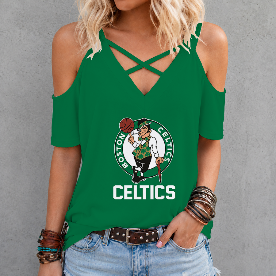 Limited Edition – Customized NBA Boston Celtics Criss Cross V-Neck Top