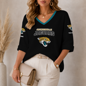 Limited Edition – Customized NFL Jacksonville Jaguars Women’s Heart V-Neck Long Sleeve Shirt