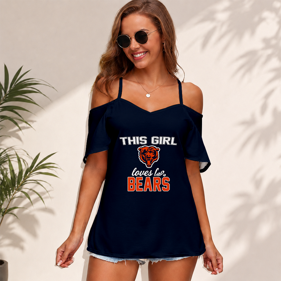 Limited Edition – Customized NFL Chicago Bears Women’s Strappy Off-Shoulder Top