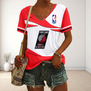 Limited Edition – Customized NBA Portland Trail Blazers V-Neck Female Shirt