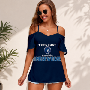 Limited Edition – Customized NBA Minnesota Timberwolves Women’s Strappy Off-Shoulder Top