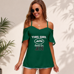 Limited Edition – Customized NFL New York Jets Women’s Strappy Off-Shoulder Top