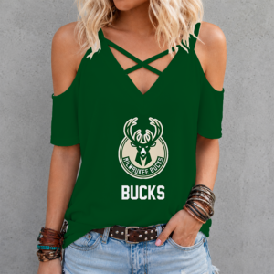 Limited Edition – Customized NBA Milwaukee Bucks Criss Cross V-Neck Top