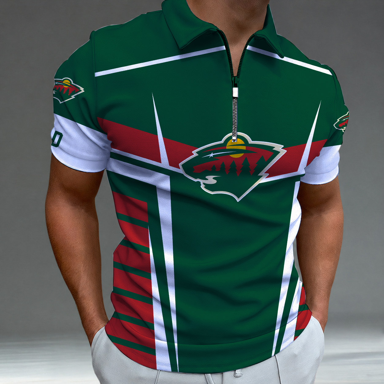 Limited Edition – Customized NHL Minnesota Wild Zip Polo Shirt