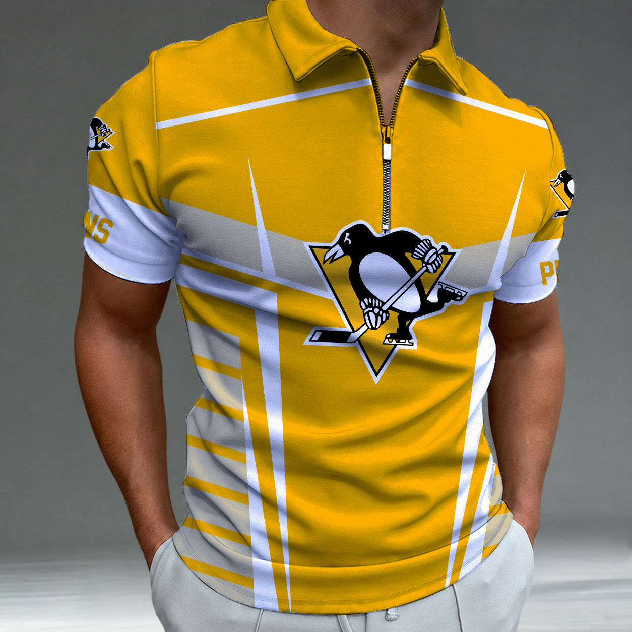 Limited Edition – Customized NHL Pittsburgh Penguins Zip Polo Shirt