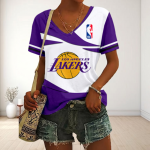 Limited Edition – Customized NBA Los Angeles Lakers V-Neck Female Shirt