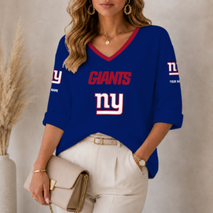 Limited Edition – Customized NFL New York Giants Women’s Heart V-Neck Long Sleeve Shirt
