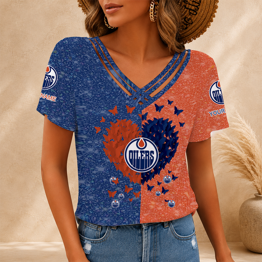 Limited Edition – Customized NHL Edmonton Oilers V-Neck Shirt