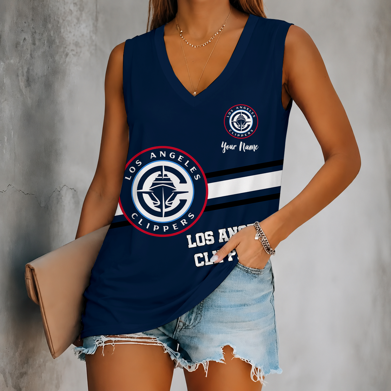 Limited Edition – Customized NBA Los Angeles Clippers Women’s V-Neck Tank Top