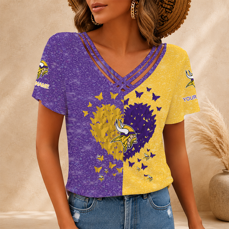 Limited Edition – Customized NFL Minnesota Vikings V-Neck Shirt