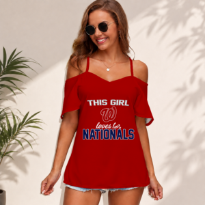 Limited Edition – Customized MLB Washington Nationals Women’s Strappy Off-Shoulder Top