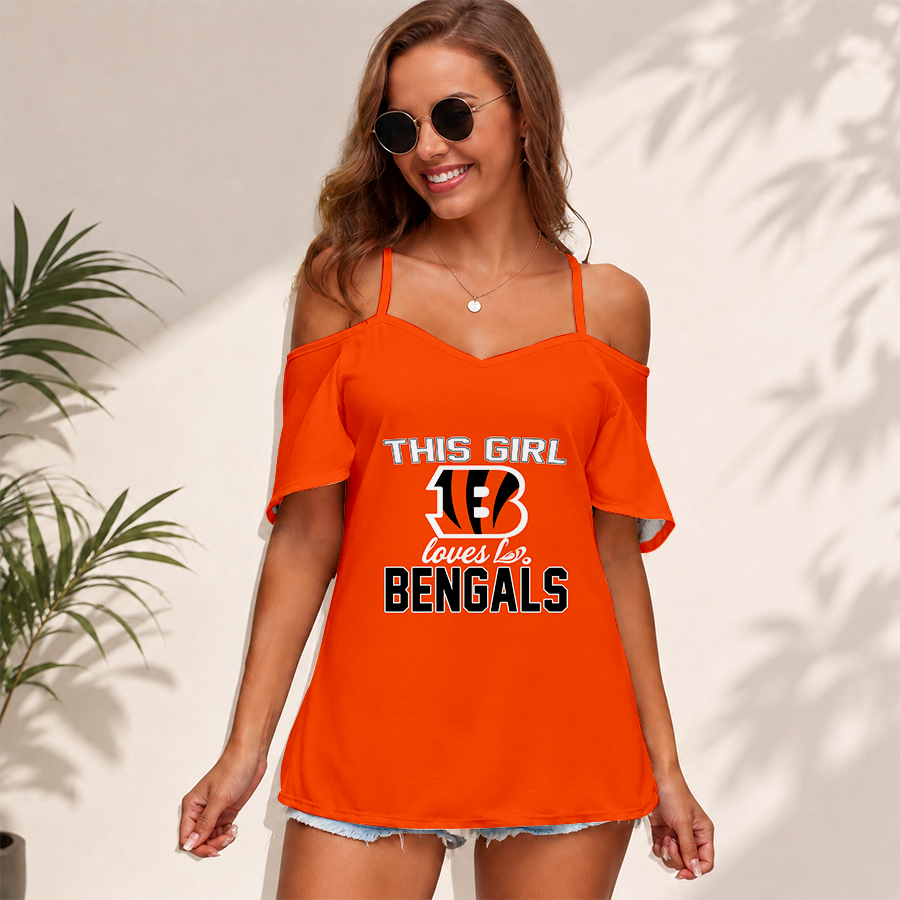Limited Edition – Customized NFL Cincinnati Bengals Women’s Strappy Off-Shoulder Top