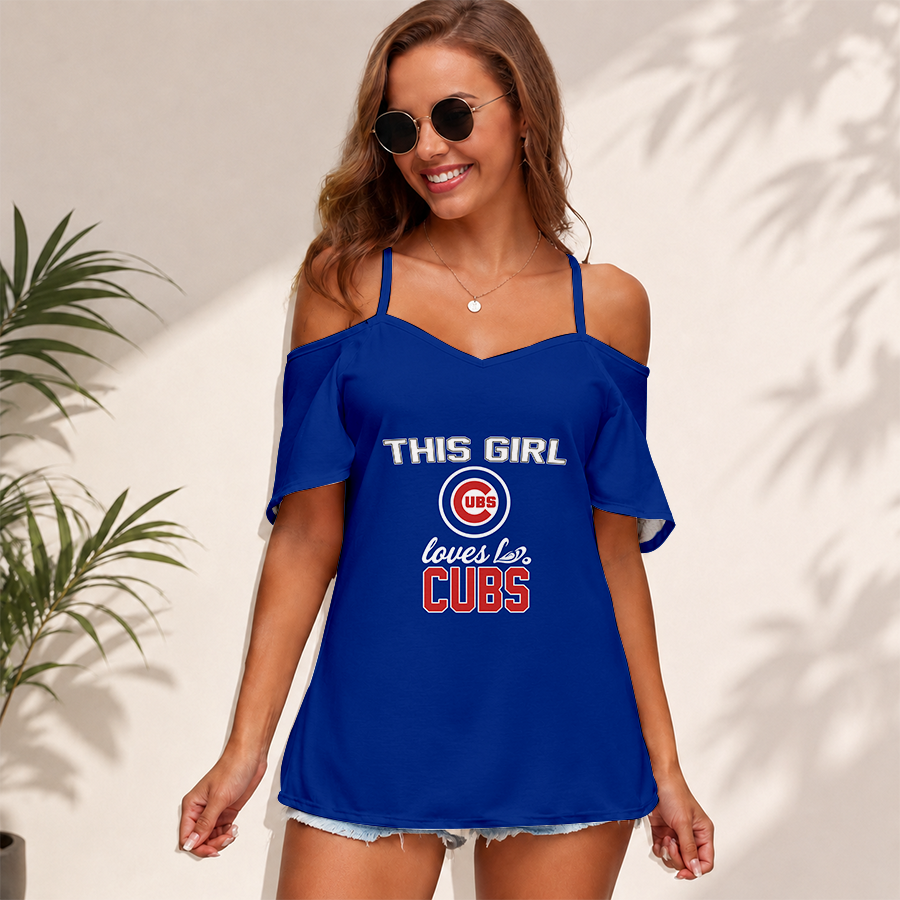 Limited Edition – Customized MLB Chicago Cubs Women’s Strappy Off-Shoulder Top
