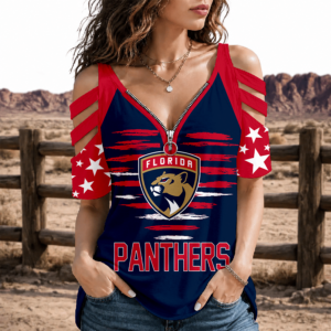 Limited Edition – Customized NHL Florida Panthers Strappy Cold-Shoulder Top