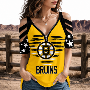 Limited Edition – Customized NHL Boston Bruins Strappy Cold-Shoulder Top