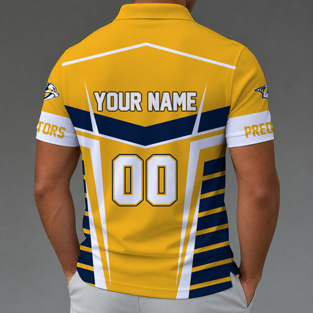 Limited Edition – Customized NHL Nashville Predators Zip Polo Shirt - Image 2