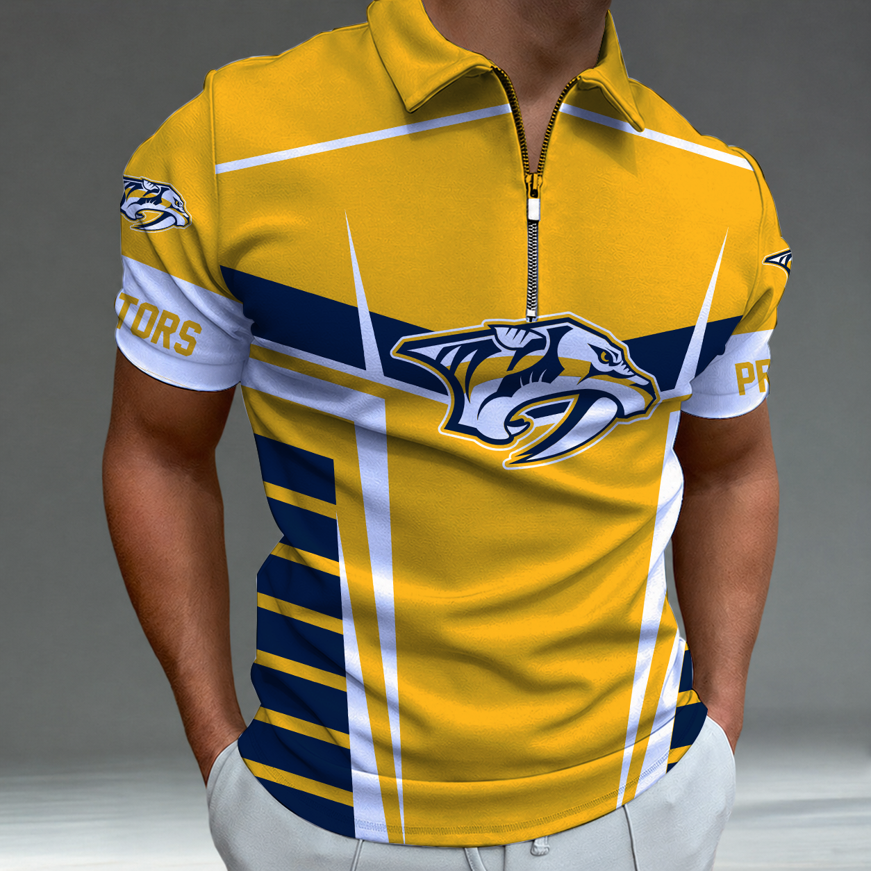 Limited Edition – Customized NHL Nashville Predators Zip Polo Shirt
