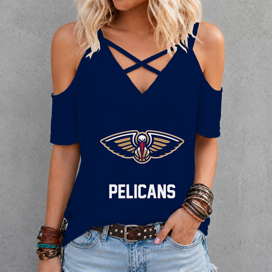 Limited Edition – Customized NBA New Orleans Pelicans Criss Cross V-Neck Top
