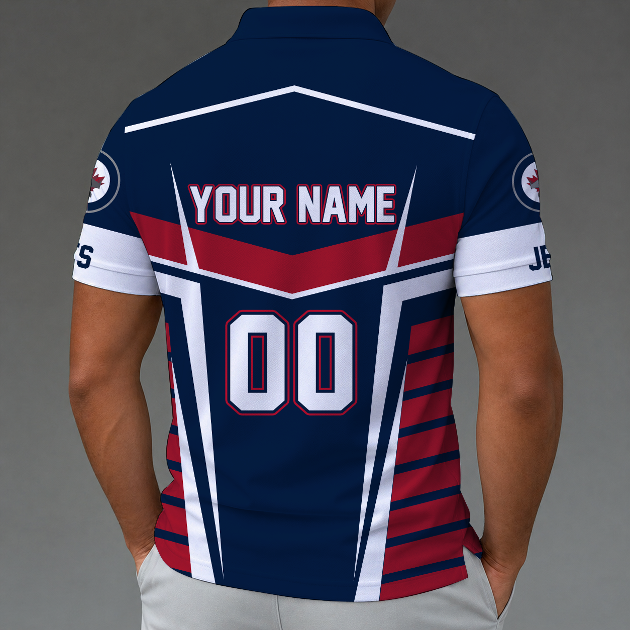 Limited Edition – Customized NHL Winnipeg Jets Zip Polo Shirt - Image 2