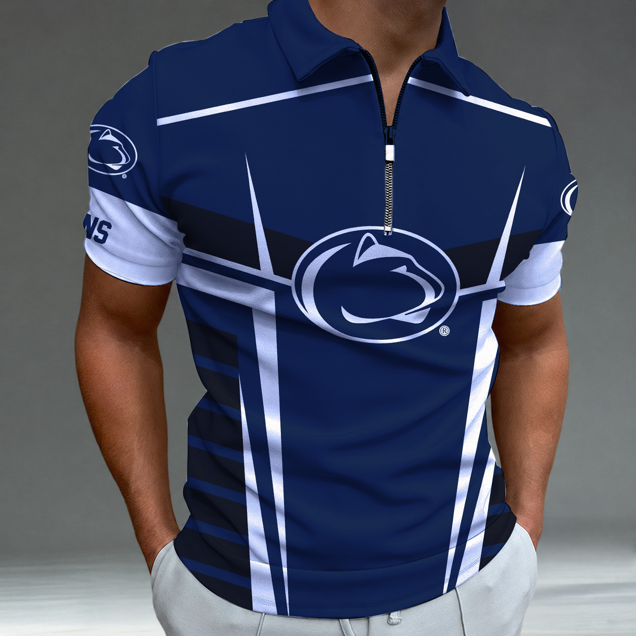 Limited Edition – New Customized NCAA Penn State Nittany Lions Zip Polo Shirt