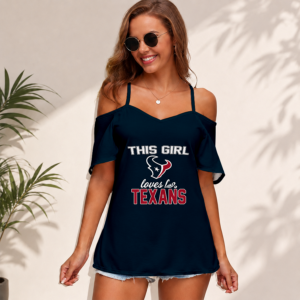 Limited Edition – Customized NFL Houston Texans Women’s Strappy Off-Shoulder Top