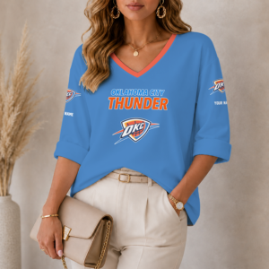 Limited Edition – Customized NBA Oklahoma City Thunder Women’s Heart V-Neck Long Sleeve Shirt