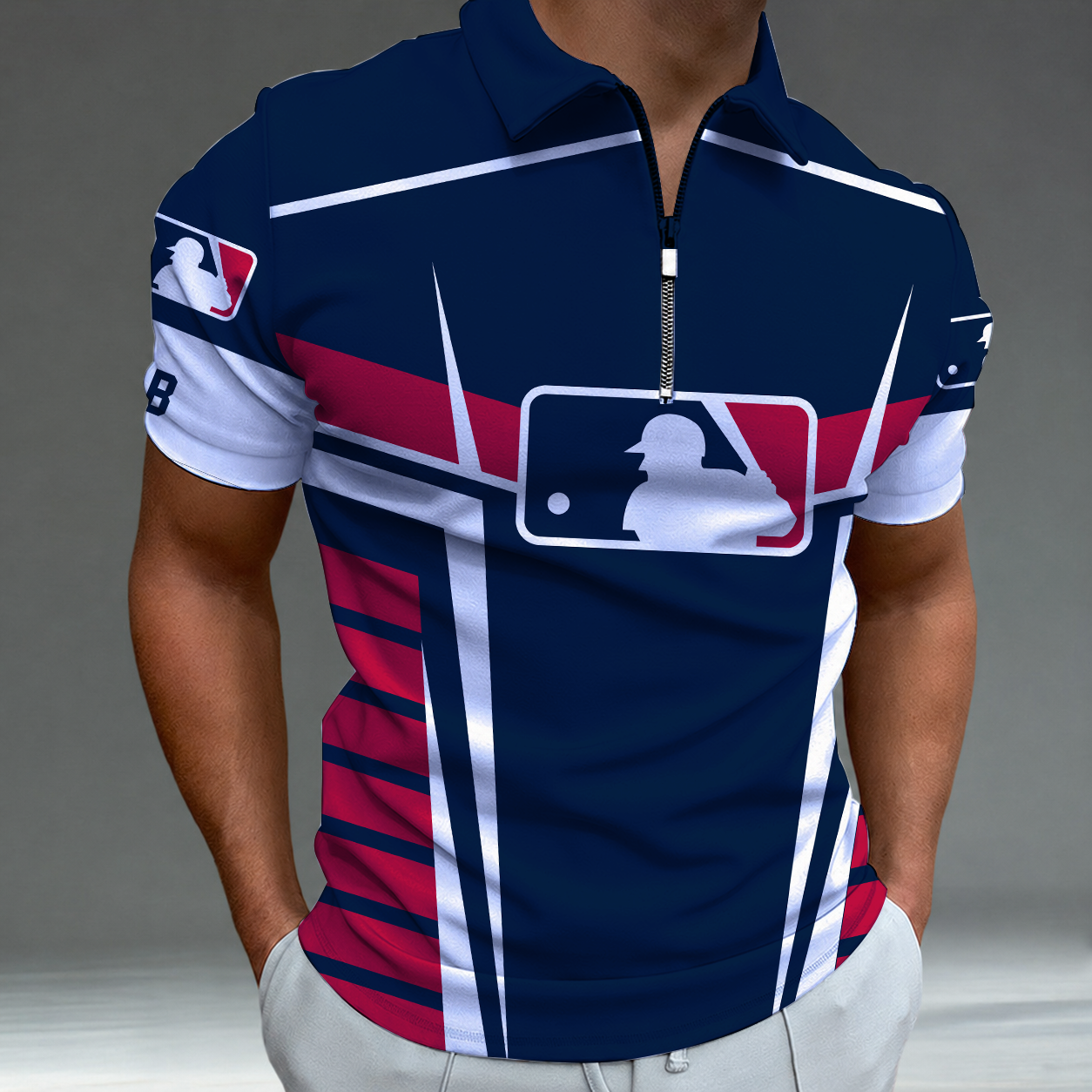 Limited Edition – Customized MLB Major League Baseball Zip Polo Shirt