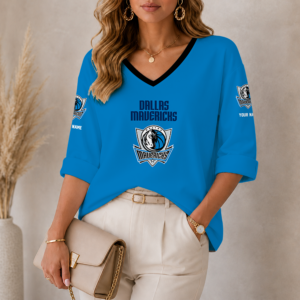 Limited Edition – Customized NBA Dallas Mavericks Women’s Heart V-Neck Long Sleeve Shirt