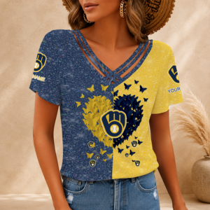 Limited Edition – Customized MLB Milwaukee Brewers V-Neck Shirt