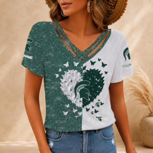 Limited Edition – Customized NCAA Michigan State Spartans V-Neck Shirt