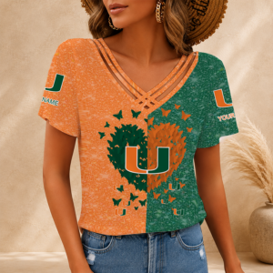 Limited Edition – Customized NCAA Miami Hurricanes V-Neck Shirt