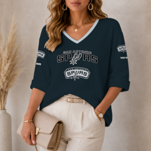 Limited Edition – Customized NBA San Antonio Spurs Women’s Heart V-Neck Long Sleeve Shirt