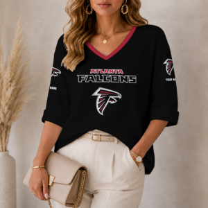 Limited Edition – Customized NFL Atlanta Falcons Women’s Heart V-Neck Long Sleeve Shirt