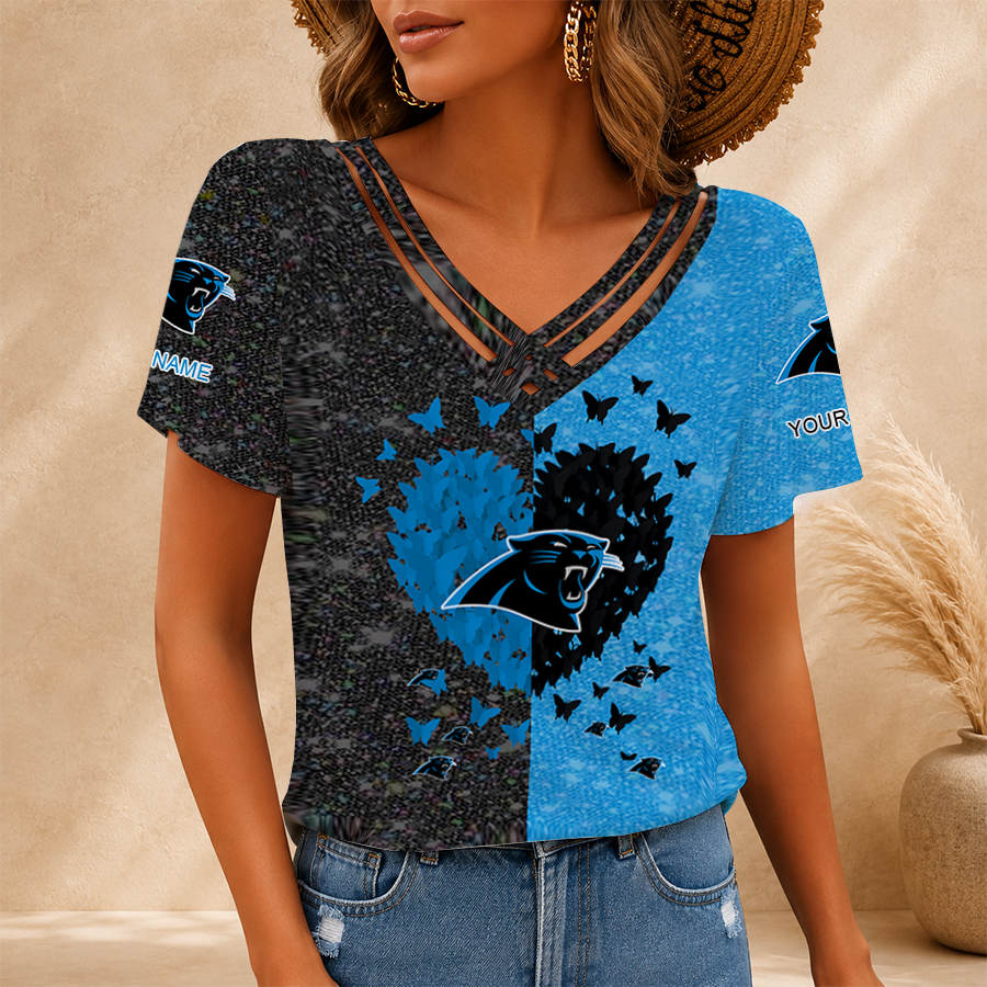 Limited Edition – Customized NFL Carolina Panthers V-Neck Shirt