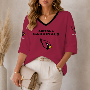 Limited Edition – Customized NFL Arizona Cardinals Women’s Heart V-Neck Long Sleeve Shirt