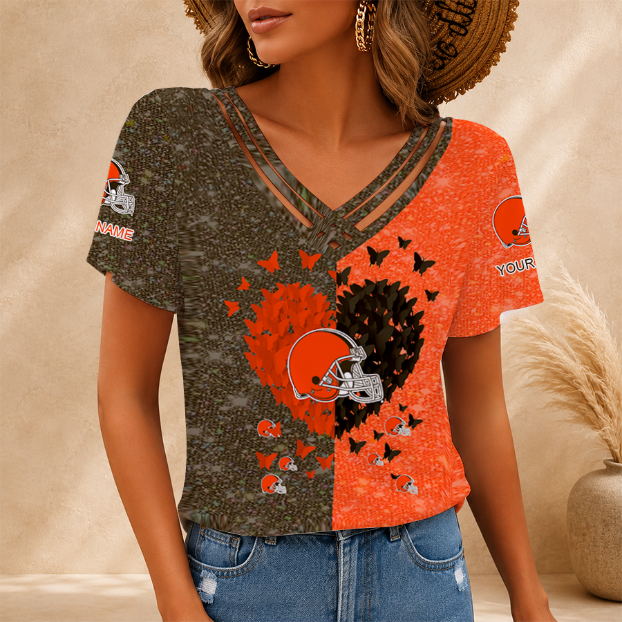 Limited Edition – Customized NFL Cleveland Browns V-Neck Shirt