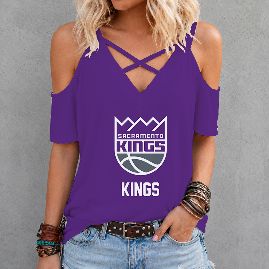 Limited Edition – Customized NBA Sacramento Kings Criss Cross V-Neck Top