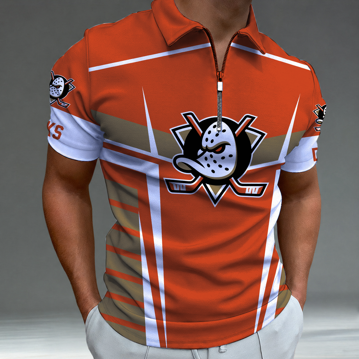 Limited Edition – Customized NHL Anaheim Ducks Zip Polo Shirt
