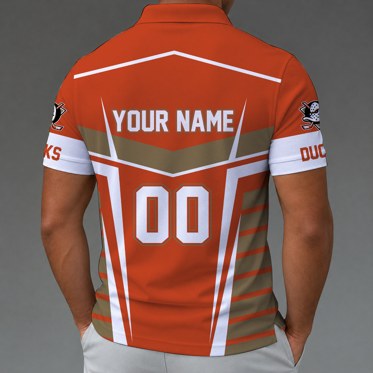 Limited Edition – Customized NHL Anaheim Ducks Zip Polo Shirt - Image 2