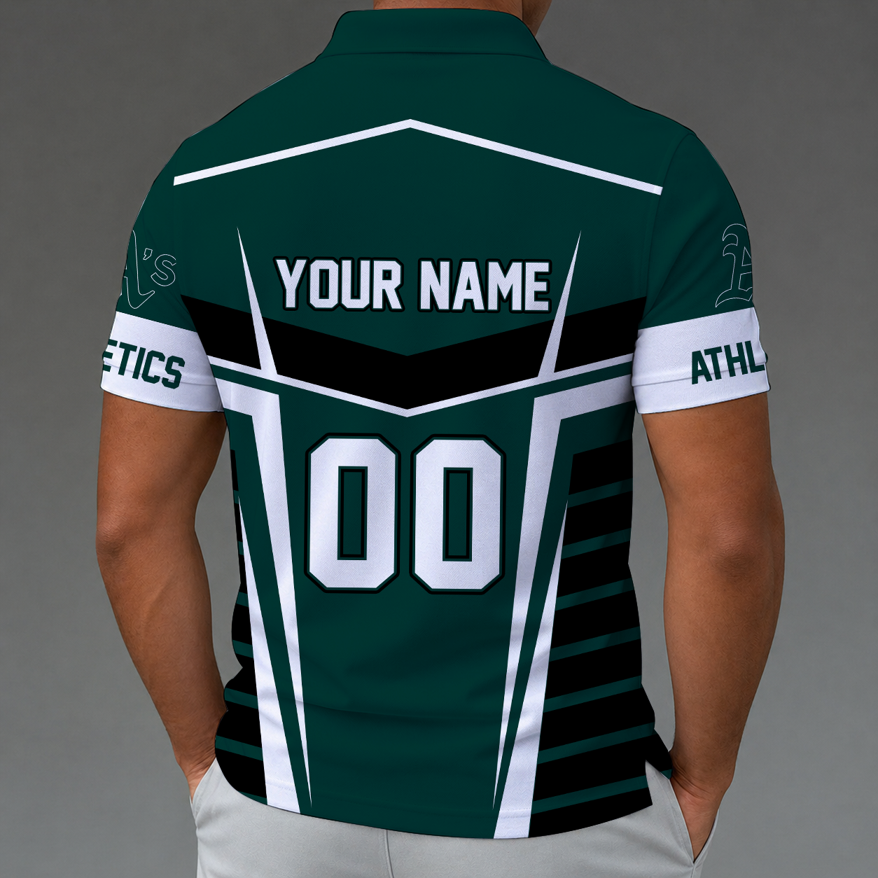 Limited Edition – Customized MLB Oakland Athletics Zip Polo Shirt - Image 2