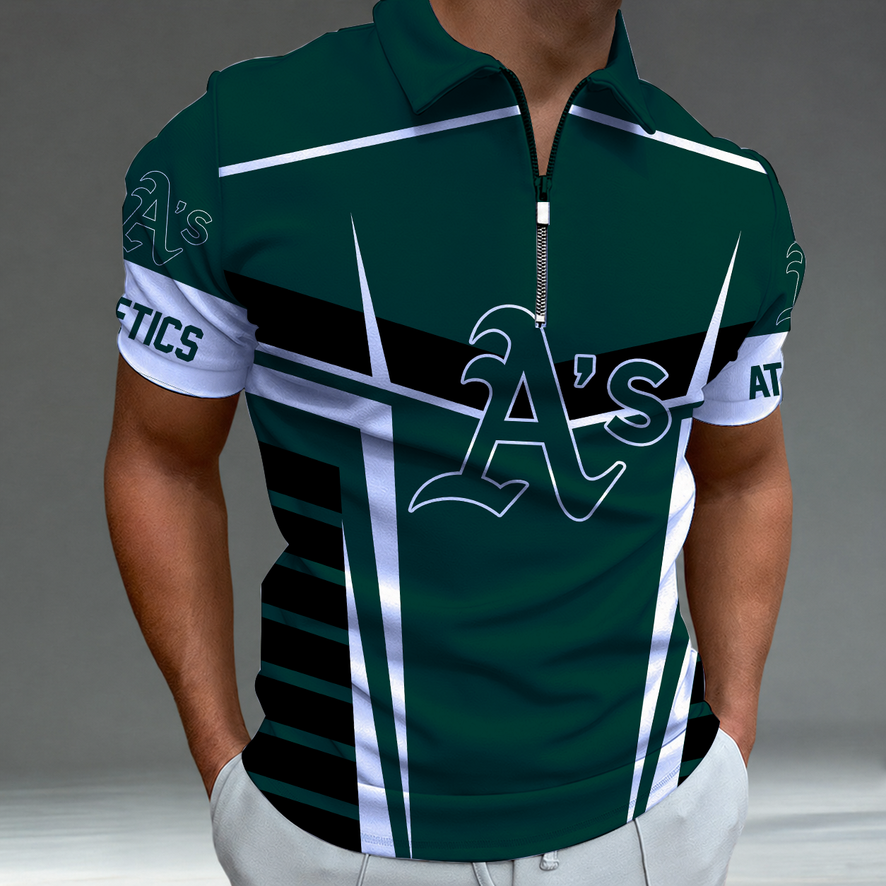 Limited Edition – Customized MLB Oakland Athletics Zip Polo Shirt