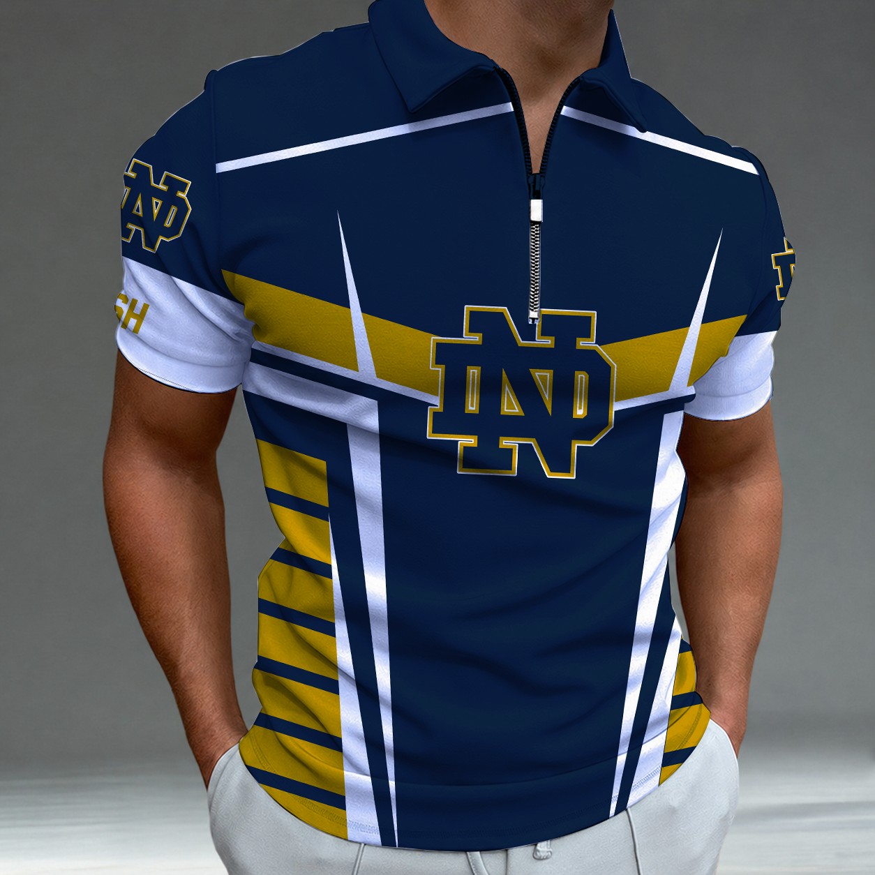 Limited Edition – New Customized NCAA Notre Dame Fighting Irish Zip Polo Shirt