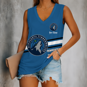 Limited Edition – Customized NBA Minnesota Timberwolves Women’s V-Neck Tank Top