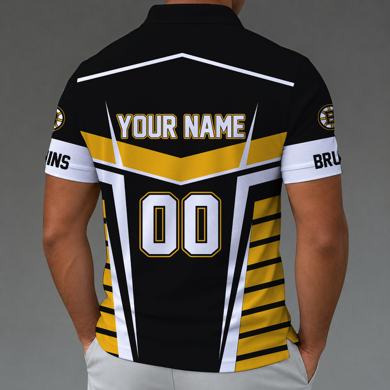 Limited Edition – Customized NHL Boston Bruins Zip Polo Shirt - Image 2