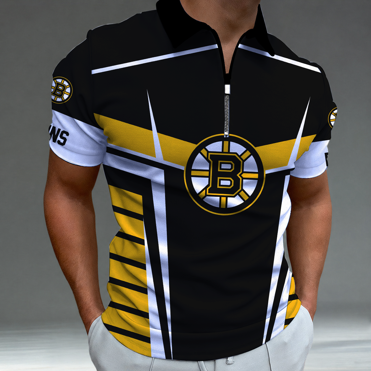 Limited Edition – Customized NHL Boston Bruins Zip Polo Shirt